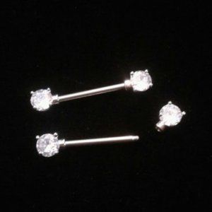 Body Jewelry 14G surgical steel rhinestone nipple piercing 2 pc set